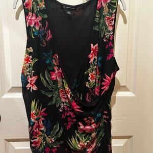 INC International Concepts Black Floral Tank Top